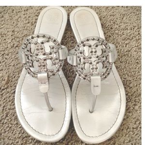 Tory Burch silver embellished sandal
